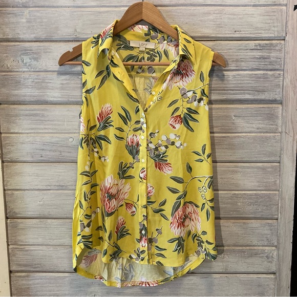 LOFT Women’s Floral Mixed Media Button Down Shell - Picture 5 of 5